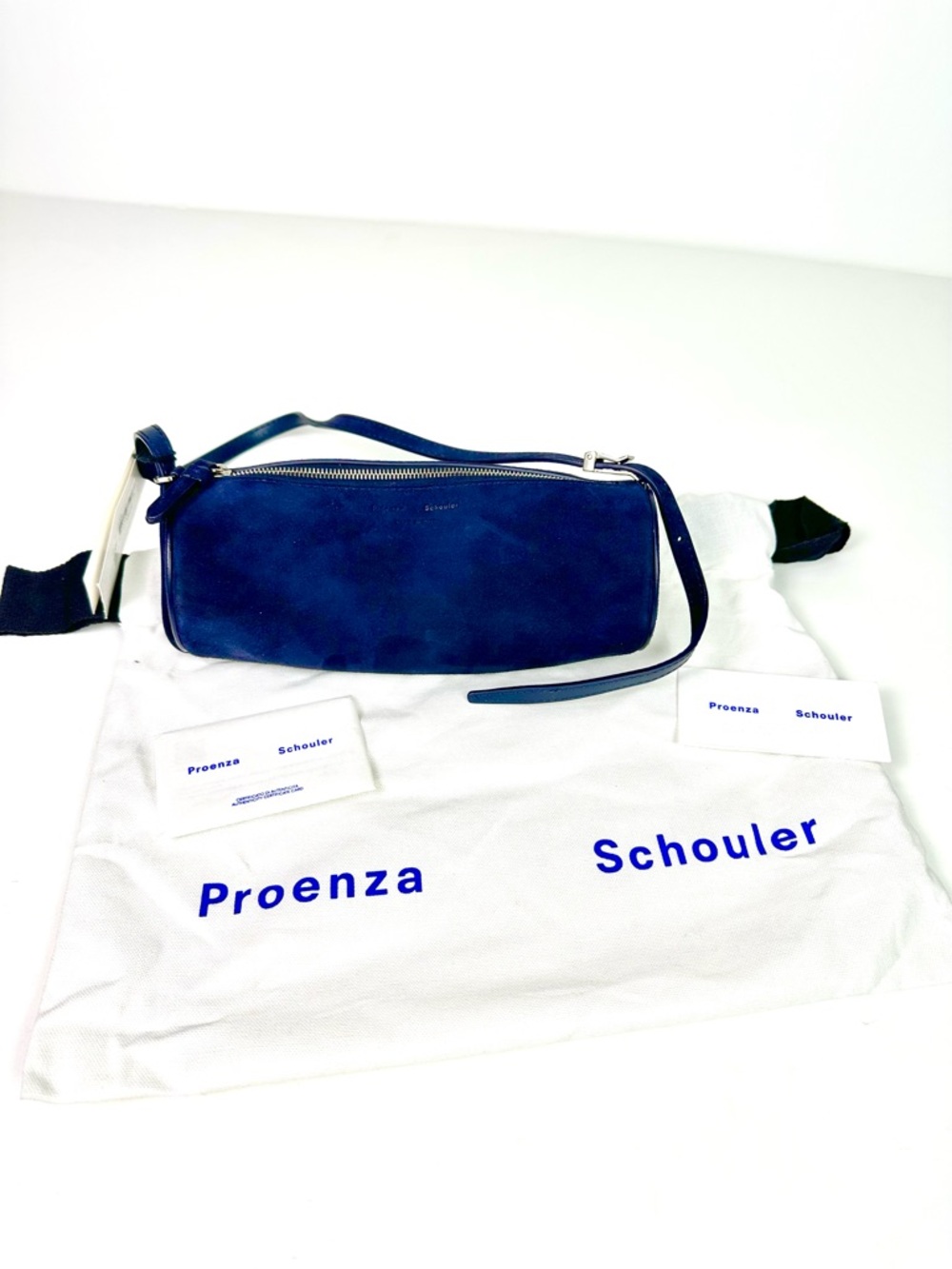 Proenza Schouler Silo Navy Kid Suede Shoulder Bag NWT